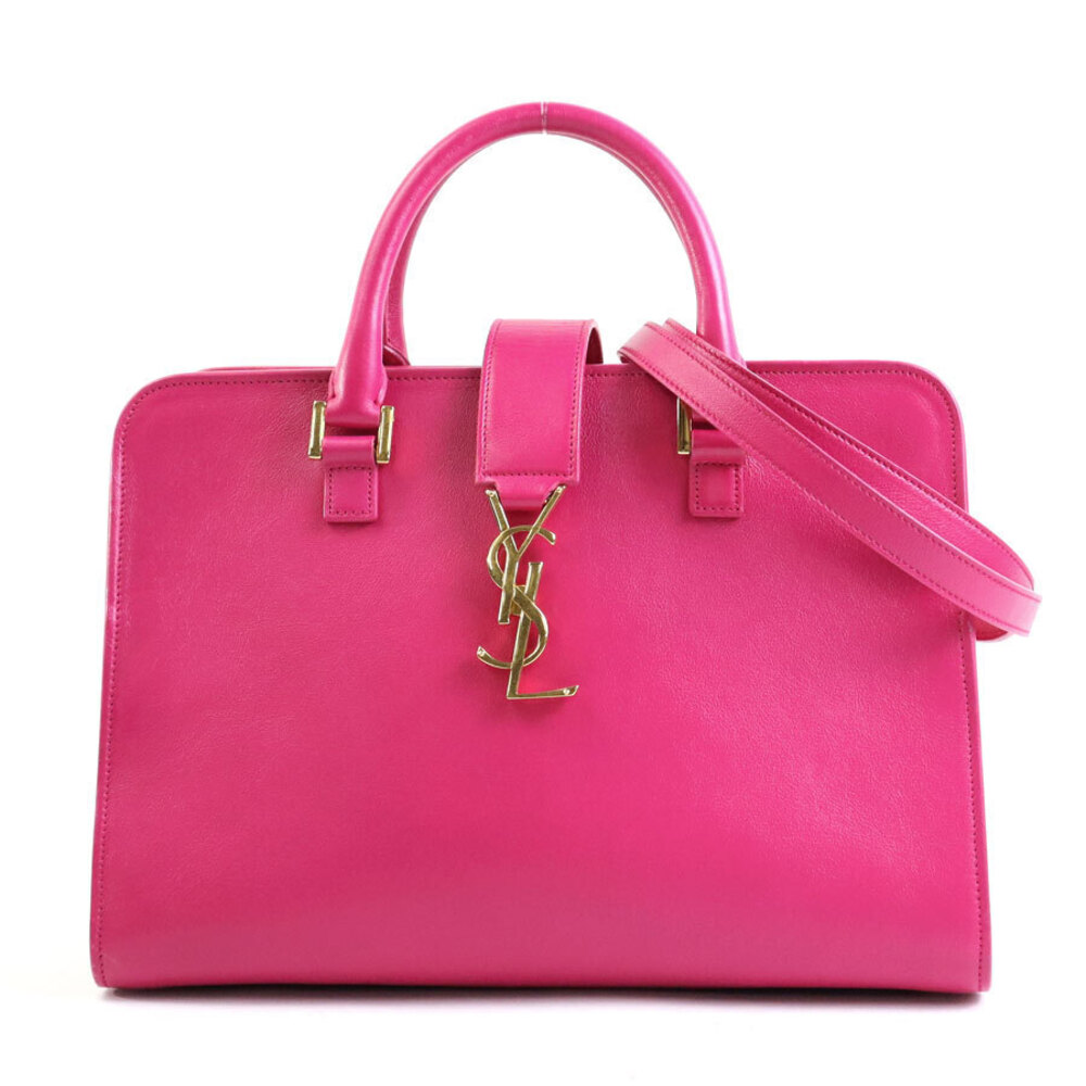 Saint Laurent 2way Shoulder Bag Monogram Cabas leather Magenta Pink gold